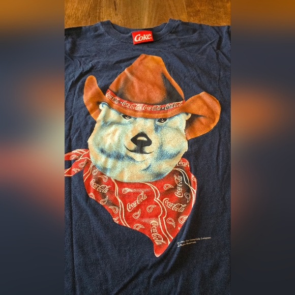 Coca-Cola 1996 Cowboy Polar Bear T-Shirt XL - Picture 2 of 5